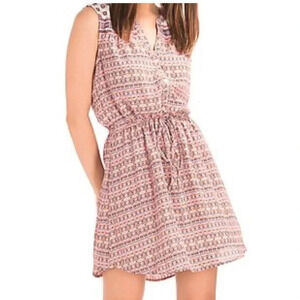 Gap LIghtweight Printed Tie Waist Sleeveless Paisley Pink Red Dress Size Small
